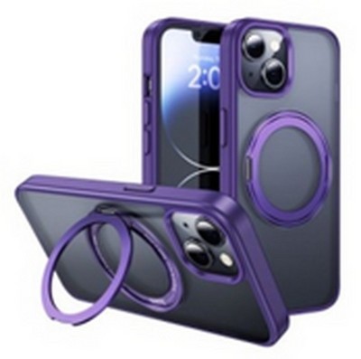 Чехол пластиковый Hoco AS1 Rotating magnetic case для iPhone 15 Plus (6.7") с магнитным кольцом 2.0mm Фиолетовый - фото 36139