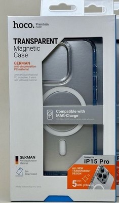 Чехол пластиковый Hoco AS3 Amber magnetic protective case 15 Pro Max (6.7") тонкий PC+magnet 2.0mm Прозрачный - фото 36864