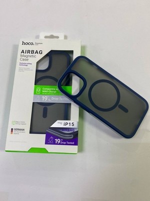 Чехол пластиковый Hoco AS5 19ft anti-fall flexible airbag magnetic case для iPhone 15 Pro (6.1") PC+TPU 2.0mm Синий - фото 36870