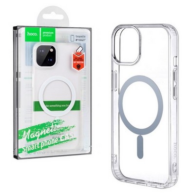 Чехол силиконовый Hoco Magnetic series airbag anti-fall protective shell для iPhone 15 Plus (6.7") Прозрачный - фото 36856