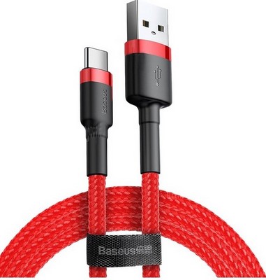 Дата-кабель USB Baseus Cafule cable for Type-C (CATKLF-B09) (1.0 м) Красный - фото 37950
