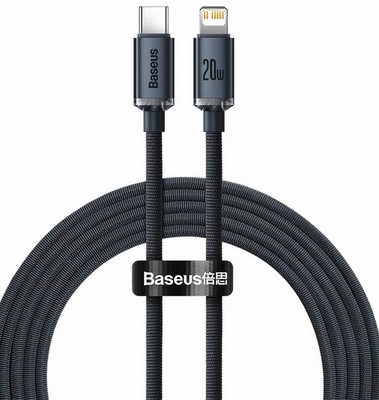 Дата-кабель Baseus Crystal Shine Series Fast Charging Data Cable Type-C - Lightning 20W (CAJY000301) 2.0м Черный - фото 37952