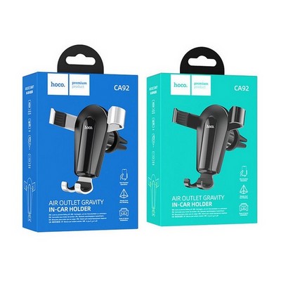 Автомобильный держатель Hoco CA92 Gold shield air outlet gravity car holder универсальный в решетку черный - фото 37957