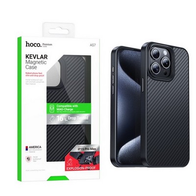 Чехол пластиковый Hoco KEVLAR AS7 Knight magnetic protective case для iPhone 15 Pro (6.1") Черный - фото 38156