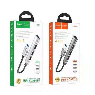 Переходник Hoco HB26 USB multifunction adapter 3хUSB2.0, 1хUSB3.0 для MacBook Графитовый - фото 38637
