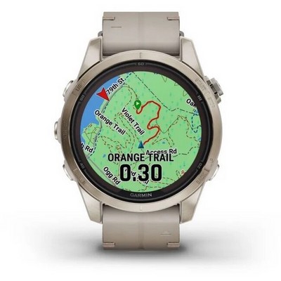 Умные часы Garmin Fenix 7S Pro Sapphire Solar Soft Gold Limestone Leather 010-02776-30 - фото 39051