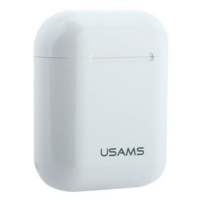 Bluetooth-гарнитура USAMS F10 LU Series (original size) Touch control BT 5.0 (BHULU01) 300mah с зарядным устройством Белый - фото 6373