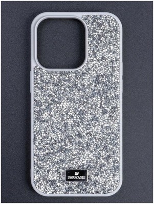 Чехол-накладка силиконовая со стразами SW Crystalline для iPhone 15 Pro Max (6.5") Серебро - фото 40816
