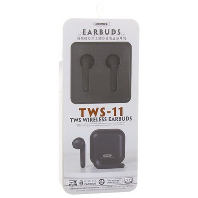 Bluetooth-гарнитура Remax TWS-11 Wireless Headset с зарядным устройством Черный - фото 6467