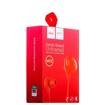 Наушники Hoco M13 Candy Universal Earphones with mic (1.2 м) с микрофоном Red Красные - фото 6495