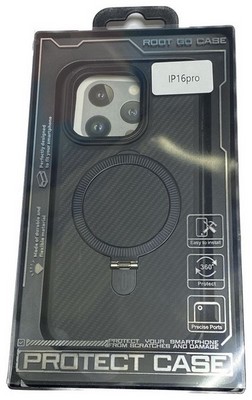 Чехол-накладка карбоновая Root Go Case magnetic для iPhone 16 Pro Max (6.9") c кольцом Black - фото 42164