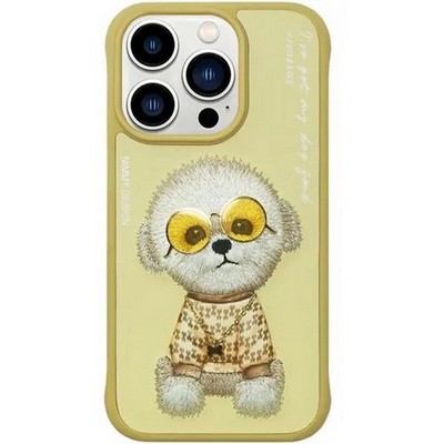 Чехол силиконовый Nimmy Friends Cool glasses series/ Little rich women для iPhone 15 Pro Max (6.7") Желтый - фото 42166