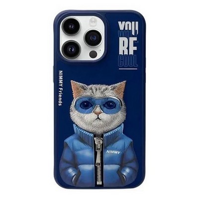 Чехол силиконовый Nimmy Friends Cool сute 2.0/ Tall Rich and Handsome для iPhone 15 Pro Max (6.7") Синий - фото 42171