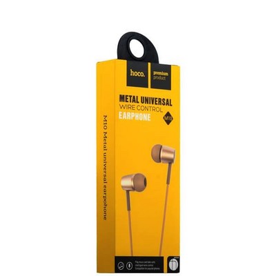 Наушники Hoco M10 Metal Universal Earphones with mic (1.2 м) с микрофоном Gold Золотые - фото 6500