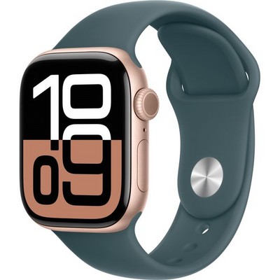 Умные часы Apple Watch Series 10 GPS 42mm Rose Gold Aluminum Lake Green Sport Band - фото 42667