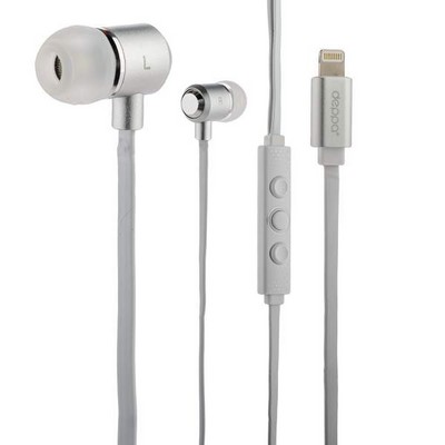 Наушники Deppa Stereo Lightning 8-pin D-44155 для Apple iPhone XS Max/ XS/ XR/ X/ 8/ 7/ SE, MFI Бело-серебристые - фото 6508