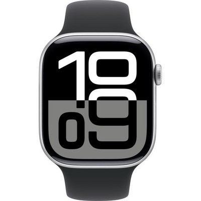 Умные часы Apple Watch Series 10 GPS 46mm Silver Aluminum Black Sport Band - фото 42716