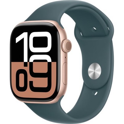 Умные часы Apple Watch Series 10 GPS 46mm Rose Gold Aluminum Lake Green Sport Band - фото 42729