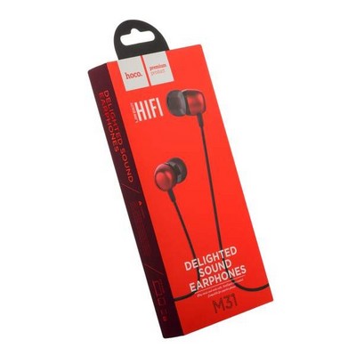 Наушники Hoco M31 Delighted sound Universal Earphones with mic (1.2 м) с микрофоном Red Красные - фото 6574