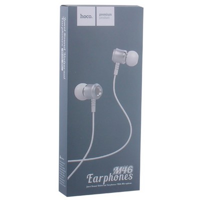 Наушники Hoco M46 Jewel sound universal Earphones with mic (1.2 м) с микрофоном Silver Серебристые - фото 6588