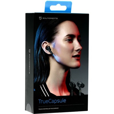 Bluetooth-гарнитура SoundPeats True Capsule D-191002 BT 5.0 стерео с зарядным устройством 650 mAh Черный - фото 6622