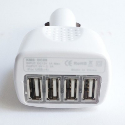 Разделитель автомобильный KMS-DC08 выход на 4 USB 5 V 2.1 A белый - фото 6638