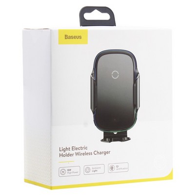 Автомобильное беспроводное Qi зарядное устройство Baseus WXHW03-01 Light Electric Wireless Charger (5V/2A, 9V/1.7A) Черный - фото 6647
