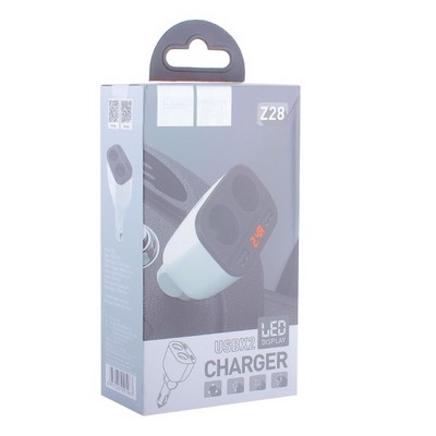 Разделитель автомобильный Hoco Z28 Power ocean cigarette lighter in-car Charger with digital display (2USB: 5V & 2.4A) Белый - фото 6741
