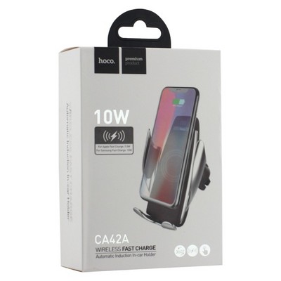 Автомобильное беспроводное Qi зарядное устройство Hoco CA42A Infrared auto-induction Car Wireless Charger (5-9V/ 2.0A) Черный - фото 6757