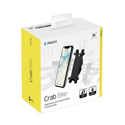 Веломотодержатель Deppa Crab Bike M D-55164 (для смартфонов и GPS 4"-6.5") крепление на руль силикон Черный - фото 6799