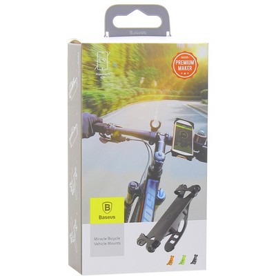 Веломотодержатель Baseus Miracle Bicycle Vehicle Mounts (SUMIR-BY01)для смартфонов и GPS "5.5" крепление на руль силикон Черный - фото 6801