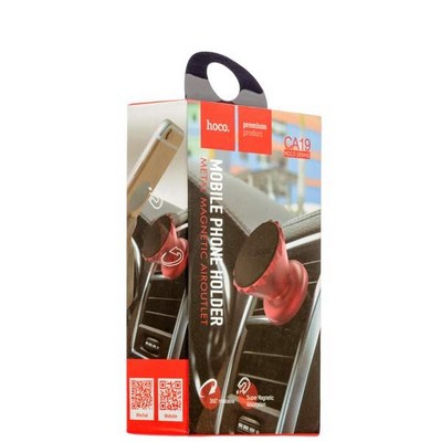 Автомобильный держатель Hoco CA19 Metal magnetic air outlet mobile phone holder - магнитный универсальный в решетку красный - фото 6838