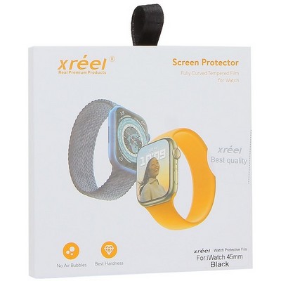 Стекло защитное Screen Protection Xreel для Apple Watch 7 series (45мм) черная рамка - фото 48930