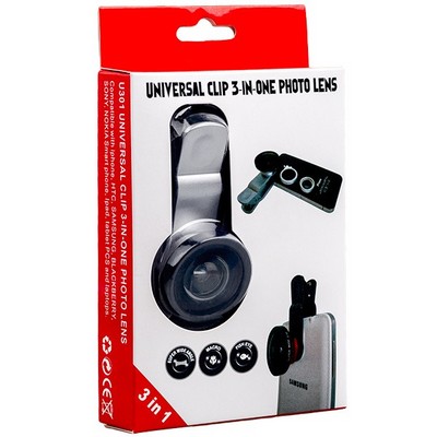 Объектив клипса универсальная universal clip 3 in-one photo lens 0.4x серебристый - фото 6946