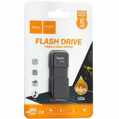 Флеш-накопитель Hoco UD6 Intelligent U disk 64Gb Черный - фото 6962