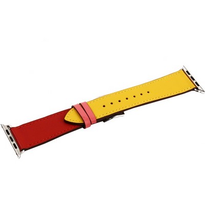Ремешок кожаный COTECi W36 Fashoin Leather (WH5260-44-ACR) для Apple Watch 44мм/ 42мм (short) Желтый-Красный - фото 7030