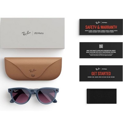 Умные очки Ray-Ban Headliner Shiny Jeans Transparent/ Dusty Red Polarized - фото 49943