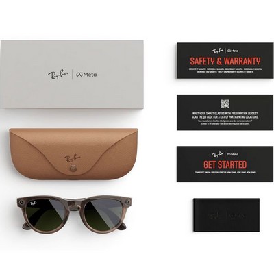 Умные очки Ray-Ban Headliner Shiny Warm Stone Transparent/ Tint to Dark Green Transitions - фото 49948