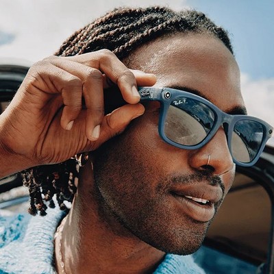 Умные очки Ray-Ban Wayfarer RW4006 Matte Jeans Transparent/ Dusty Blue Polarized - фото 49895