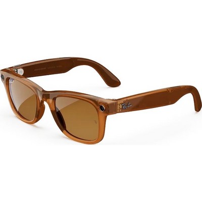 Умные очки Ray-Ban Wayfarer Shiny Caramel Transparent/ Brown Polarized - фото 49908