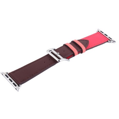 Ремешок кожаный COTECi W36 Fashoin Leather (WH5260-40-BRR) для Apple Watch 40мм/ 38мм (short) Коричневый-Розовый - фото 7089