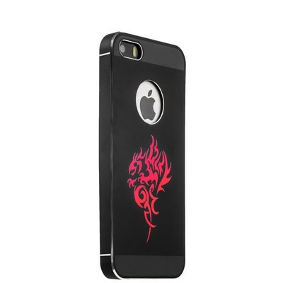 Накладка металлическая iBacks Aluminium Case With Cameo для iPhone SE/ 5S/ 5 - Dragon (ip50146) Black Черная - фото 7412