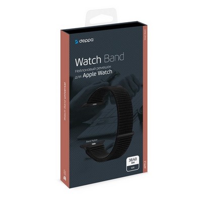 Ремешок нейлоновый Deppa Band Nylon D-48101 для Apple Watch 40мм/ 38мм Черный - фото 7453