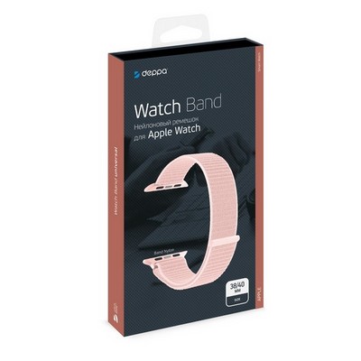 Ремешок нейлоновый Deppa Band Nylon D-48102 для Apple Watch 40мм/ 38мм Розовый - фото 7454