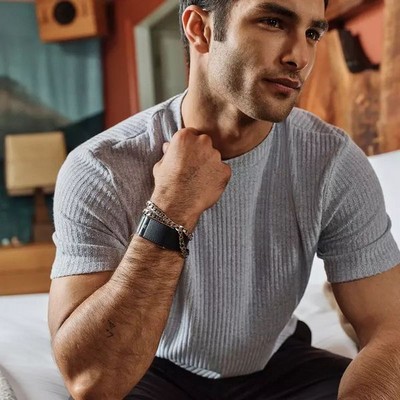 Кожаный люксовый ремешок Whoop LeatherLuxe Straight 5.0 Black/Cream with Titanium - фото 51004