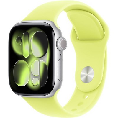 Умные часы Apple Watch Series 11, 42 mm, Silver Aluminium Neon Yellow Sport Band - фото 51834