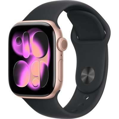 Умные часы Apple Watch Series 11, 42 mm, Rose Gold Aluminium Black Sport Band - фото 51882