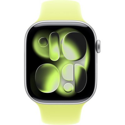 Умные часы Apple Watch Series 11, 46 mm, Silver Aluminium Neon Yellow Sport Band - фото 51979