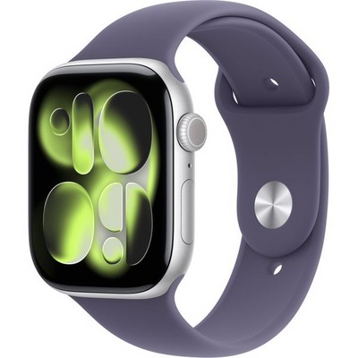 Умные часы Apple Watch Series 11, 46 mm, Silver Aluminium Purple Fog Sport Band - фото 51984