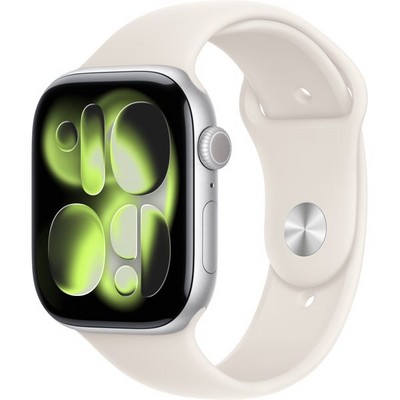 Умные часы Apple Watch Series 11, 46 mm, Silver Aluminium Starlight Sport Band - фото 51987